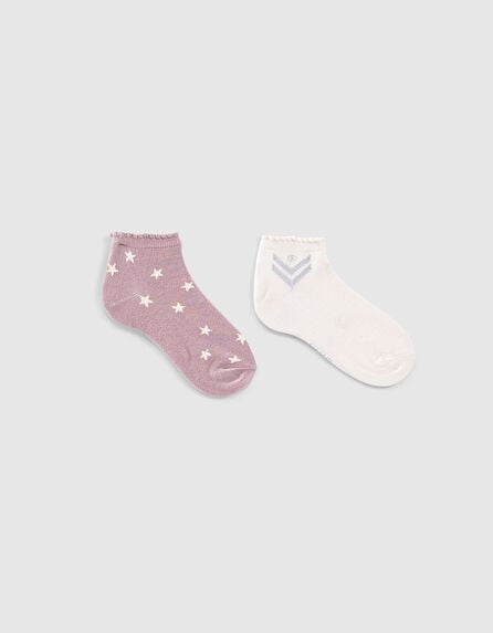 Lichtpaarse sokken, sterren en bloemen meisjes 