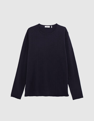 Men's navy flamed knit jumper with rolled edges - IKKS