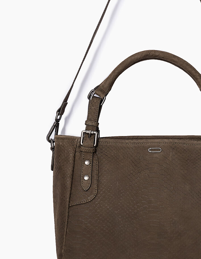 Sac cabas cuir de vachette effet reptile femme IKKS