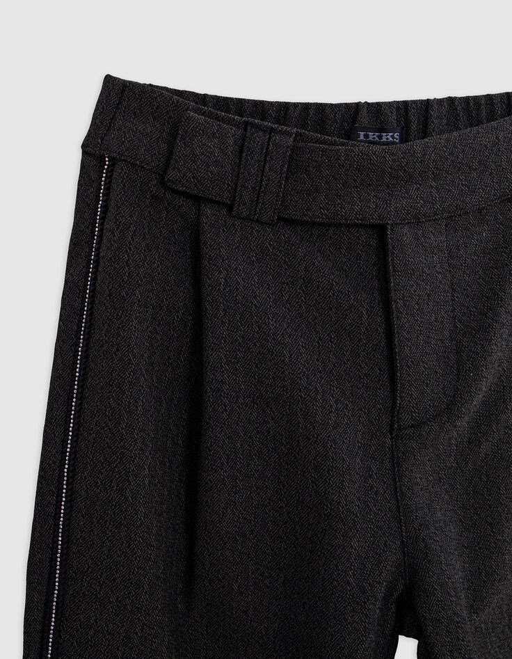 Girl's black faux-uni jewel-ribbon pants-2