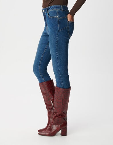 Bottes pour femme en cuir effet python rouge - IKKS