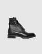 Boots rangers noires cuir grainé décor microbilles Femme-1