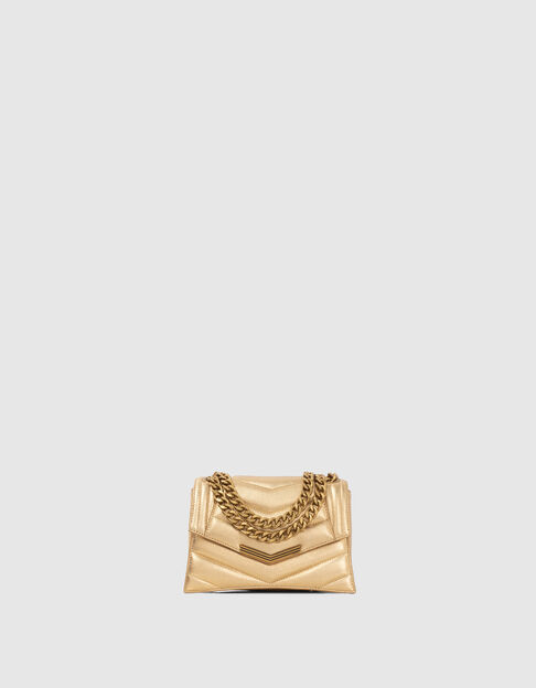 Women’s gold metallic leather THE 1 glitter bag Size S