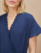 Robe saphir cache-cœur avec bas plissé I.Code-4
