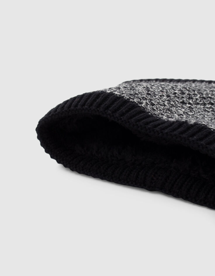 Snood noir tricot chiné badge logo bébé garçon-4