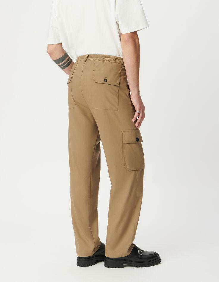 Men’s beige deconstructed cargo trousers-3