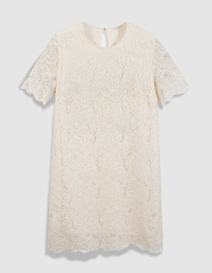 Robe de c&eacute;r&eacute;monie blanche en dentelle-1