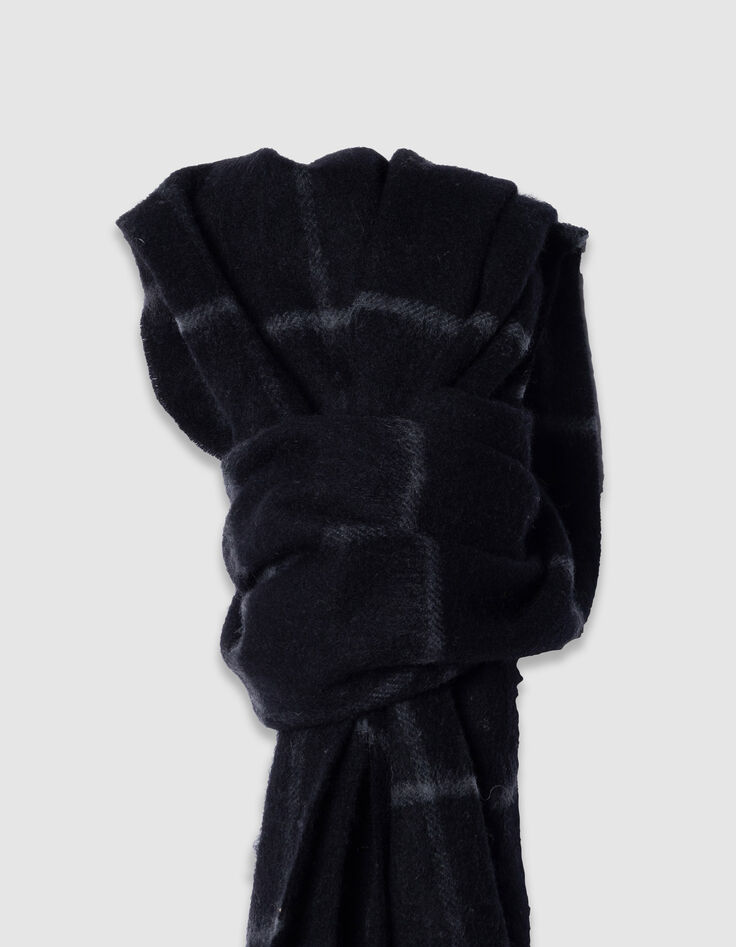 Bufanda negra con estampado de cuadros Hombre-3