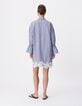 Blue striped shirt dress with lace for women-3