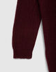 Women’s burgundy knit cardigan with intarsia love slogan-2