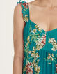 Robe voile recyclé imprimé bouquet de fleurs volants femme-3