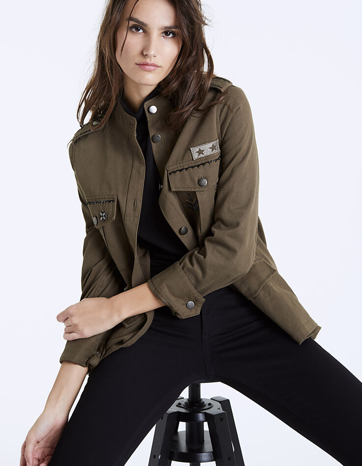 Parka saharienne broderies bijoux femme-2