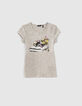 Gem&ecirc;leerd middengrijs T-shirt opdruk gebloemde sneaker-1
