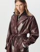 Bordeauxroter Damen-Trenchcoat lang Vinyloptik-5