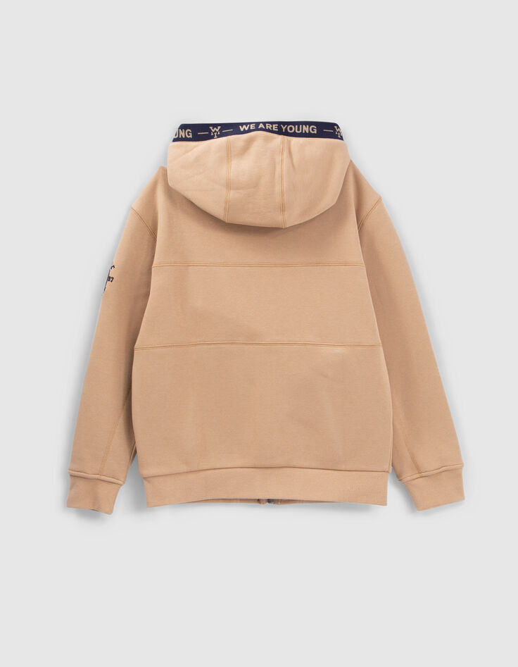 Boys&rsquo; beige cardigan with placed seaming-3
