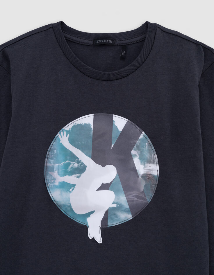 Lentikular-T-Shirt Grau, Biowolle für Jungen Paris-4