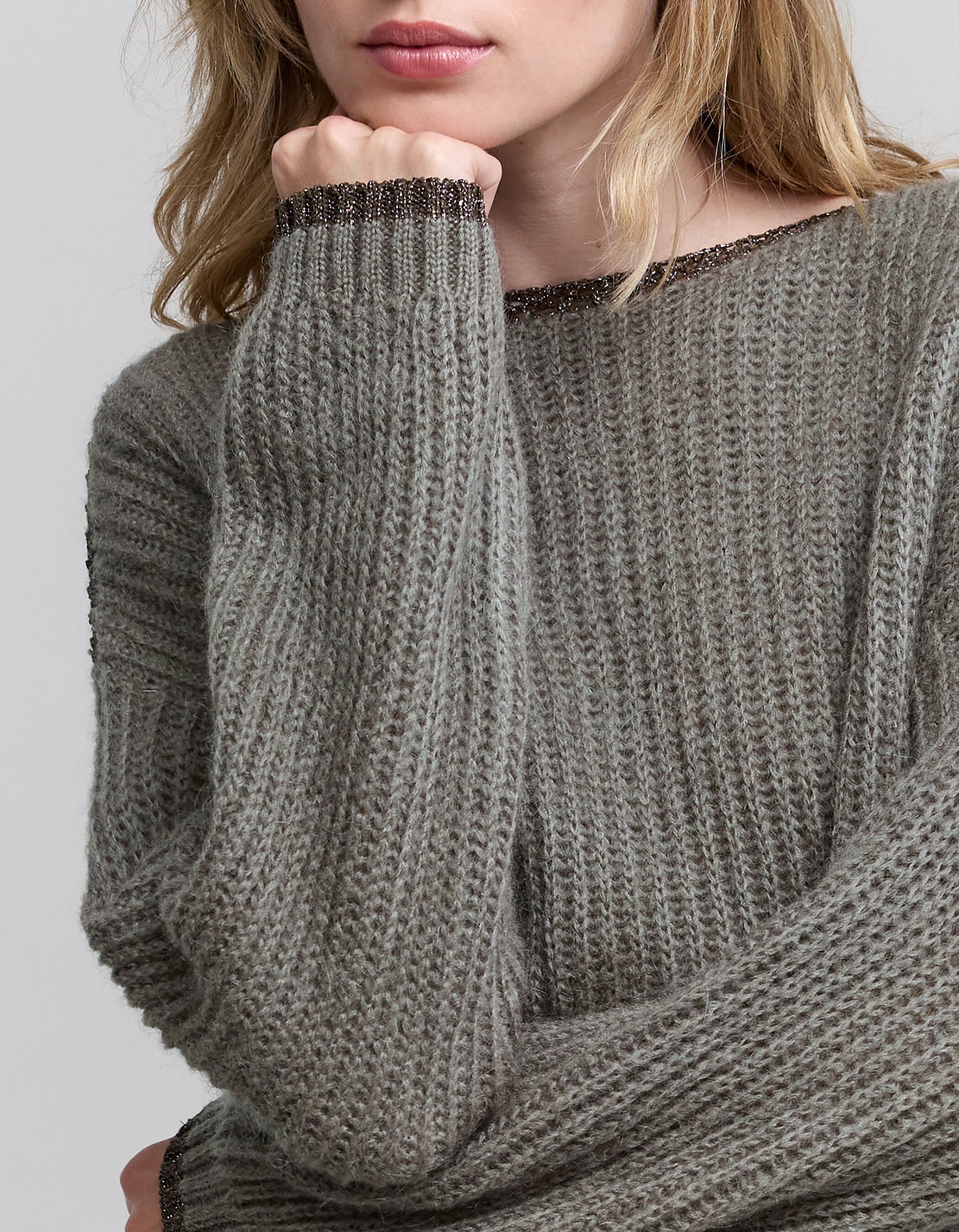 Army green knit best sale sweater
