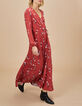 Robe longue cache-cœur grenat à imprimé fleurs I.Code-1