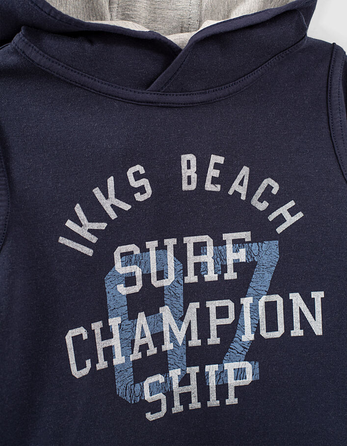 reversible navy french logo hoodie