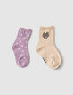 Chaussettes dorées et parmes bébé fille-4