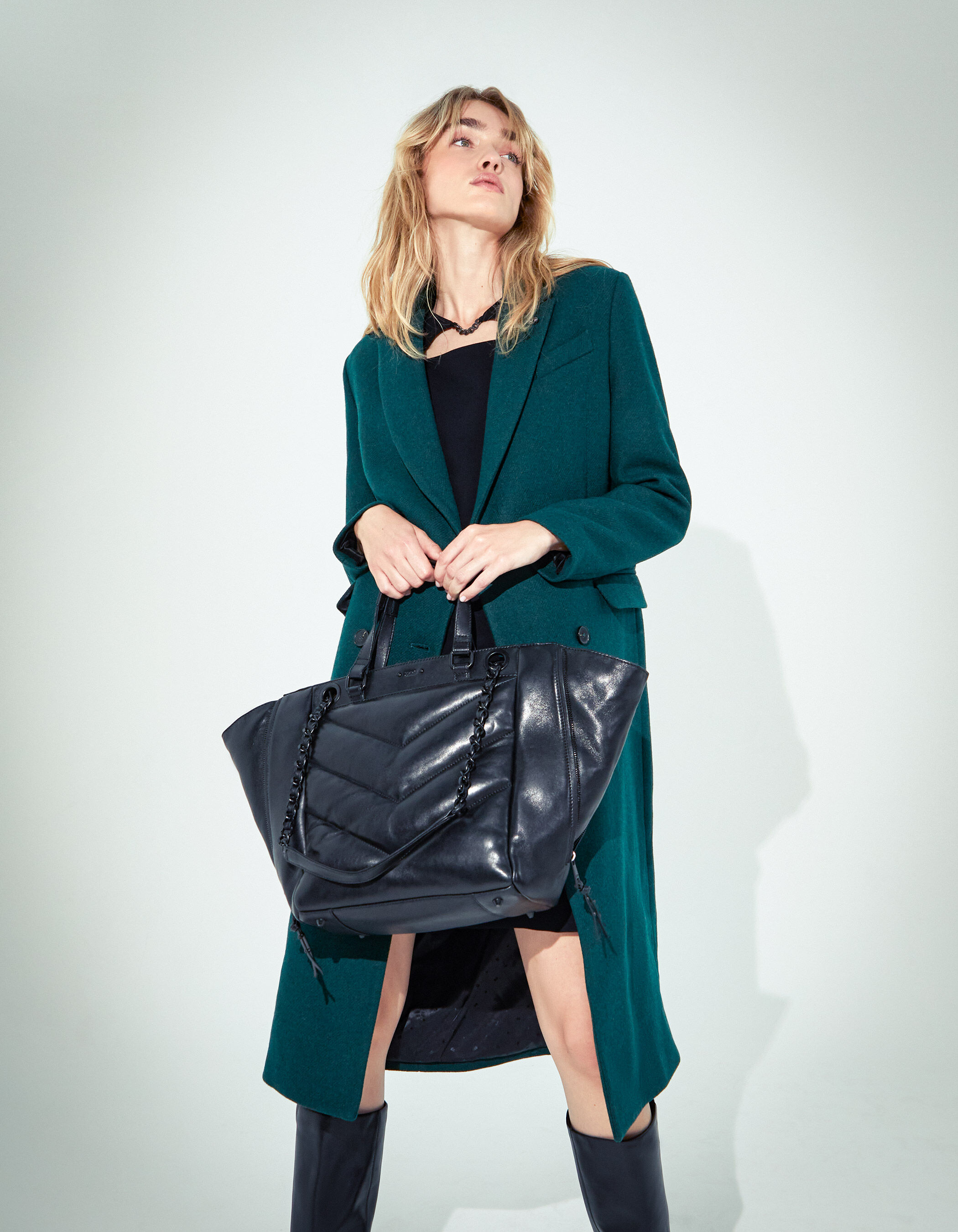 Sac cabas noir store cuir