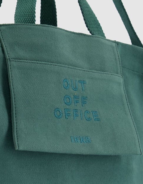 Damestas van groen canvas met borduurwerk - IKKS