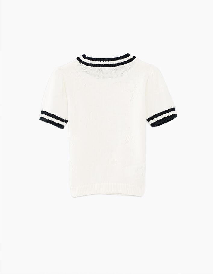 Girls’ off-white striped ribbed knit sweater - IKKS