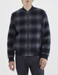 Blouson marine forme bomber à carreaux Homme-3