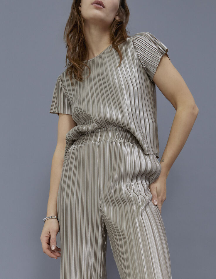 Goudkleurige cropped top plissé Dames-1