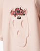Robe-sweat rose à relief tête de mort bébé fille-4