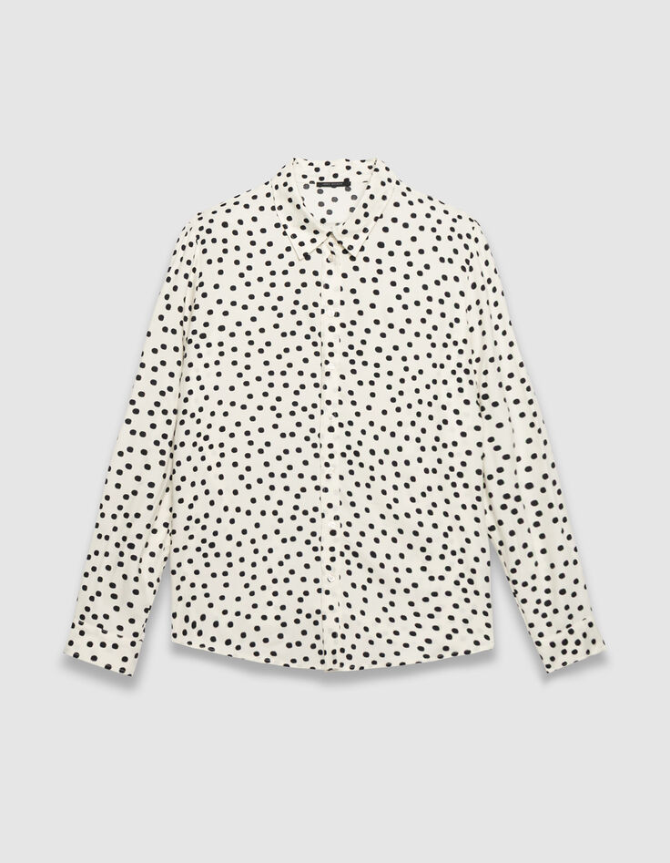 Chemise manches longues blanche imprimé pois Femme-5 Chemise manches longues blanche imprimé pois Femme-5
