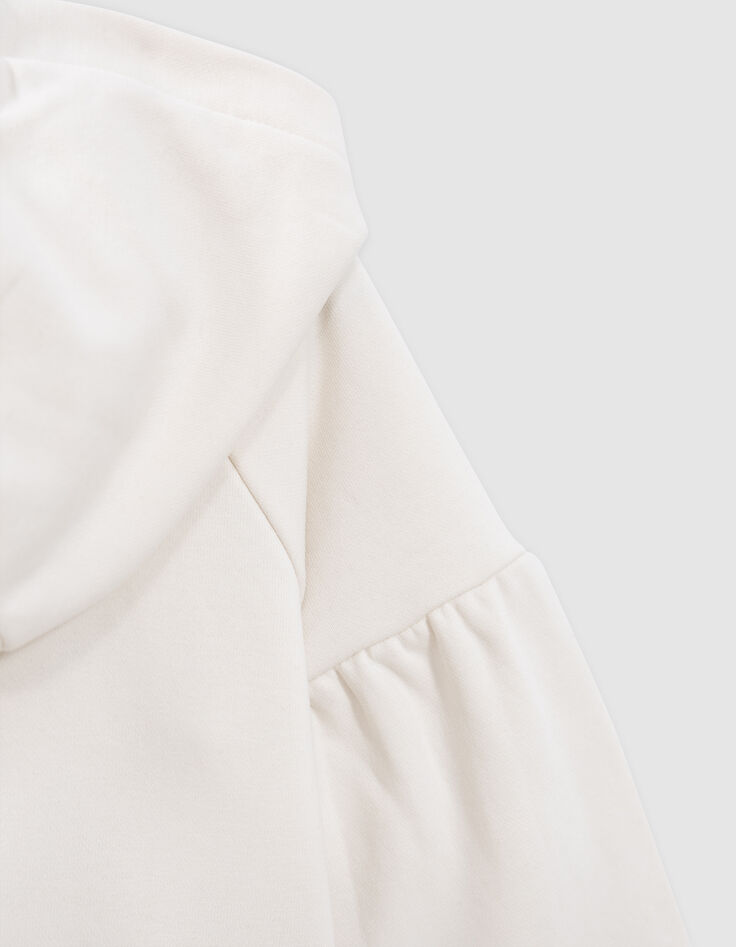 Cardigan écru zippé brodé à capuche fille-9