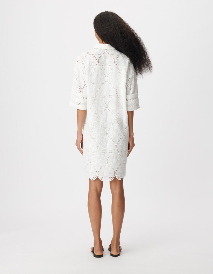 Women's white shirt dress with embroidery-3