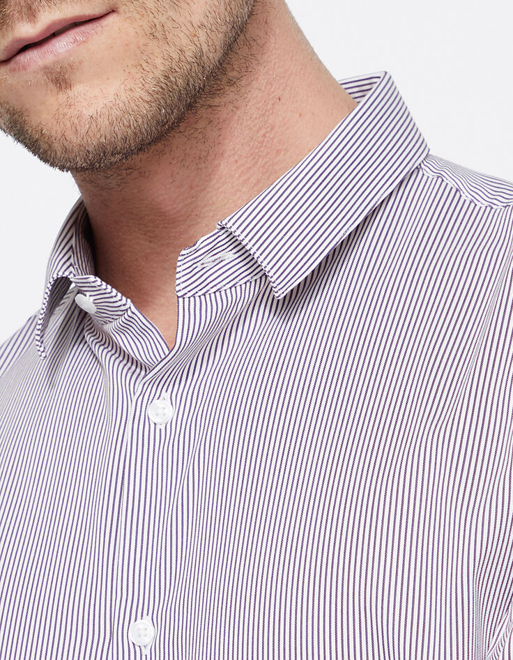 Camisa SLIM de rayas burdeos Hombre-4