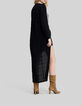 Zwart lang gebreid vest met ajourmesh Dames-8