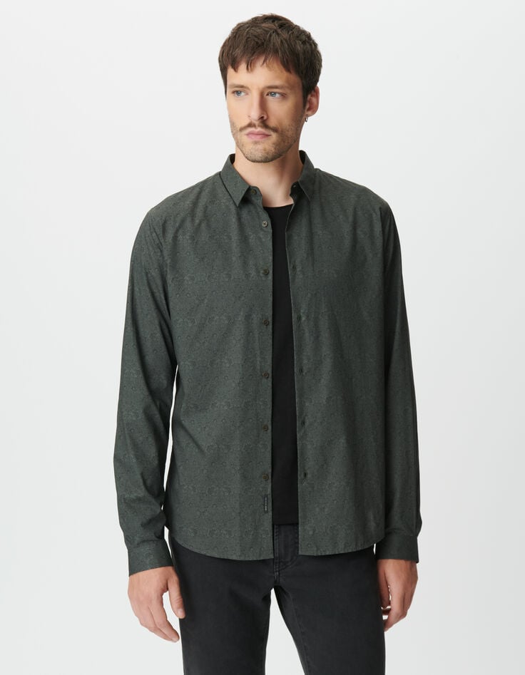 Camisa slim caqui tejido Liberty® barroco hombre-3