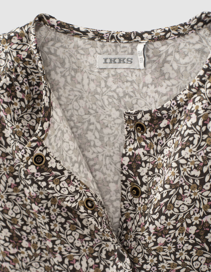 Baby girls’ dark khaki floral print blouse-5