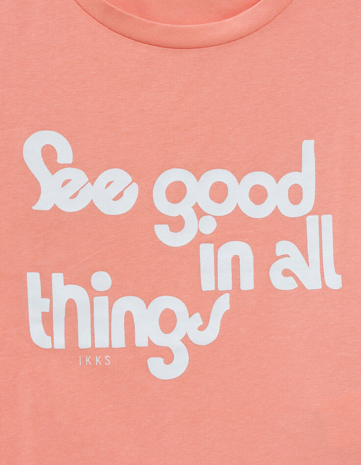 T-shirt corail forme cropped fille-4