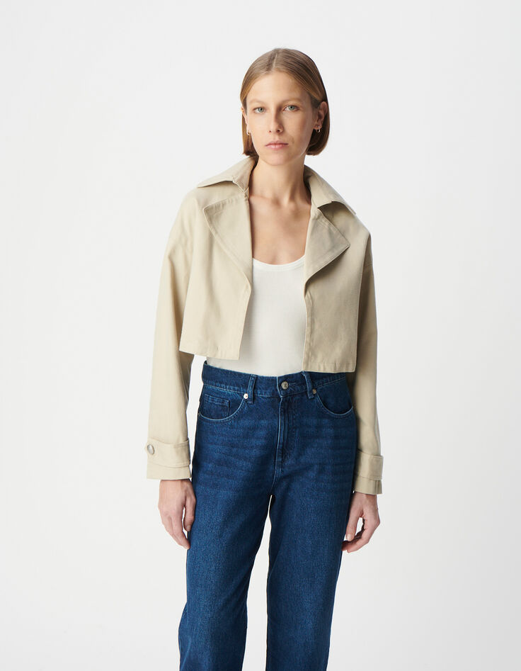 Beiger 2-in-1-Trenchcoat für Damen mit abnehmbarer Jacke-6