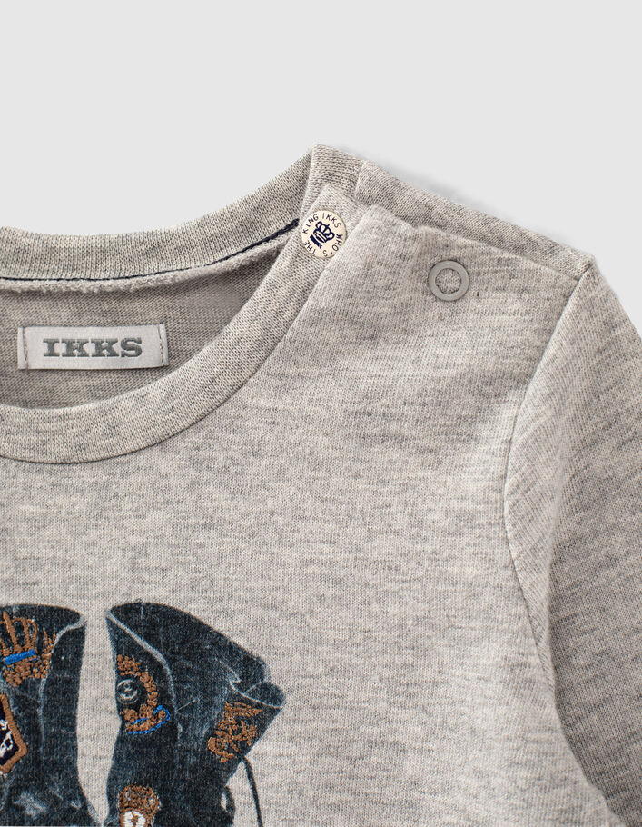 Baby boys’ grey boots image organic cotton T-shirt - IKKS