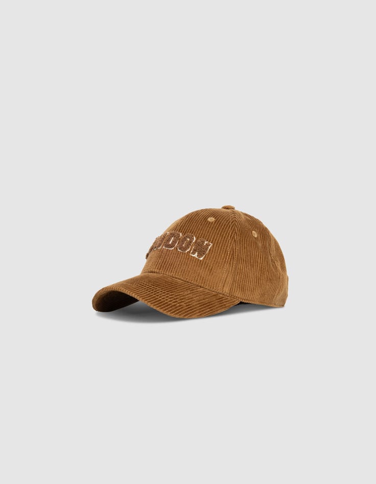 Casquette beige velours côtelé message bouclette Femme-8 Casquette beige velours côtelé message bouclette Femme-8