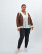 Manteau cognac façon peau retournée I.Code-6