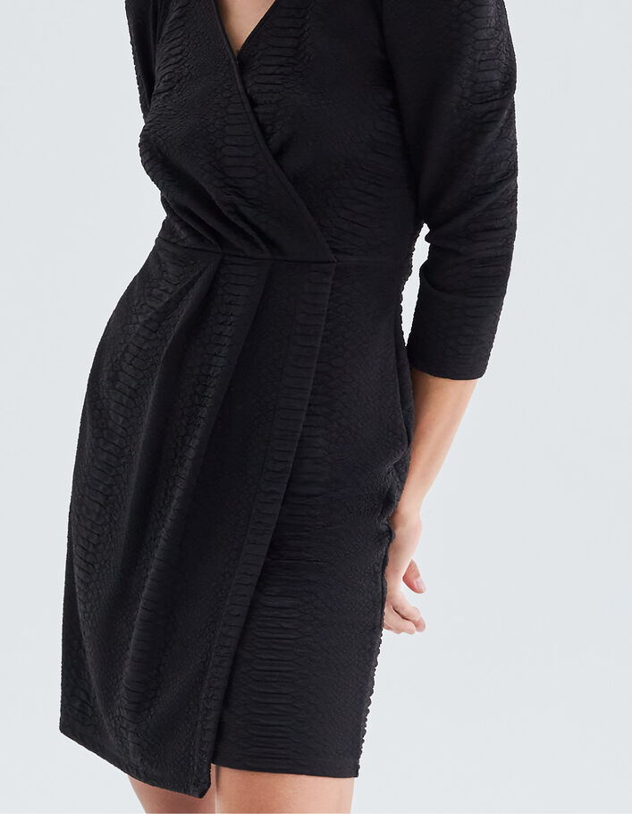 Robe noire jacquard motif python Femme