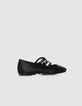 Ballerines noires cuir effet poulain 3 boucles Femme-3