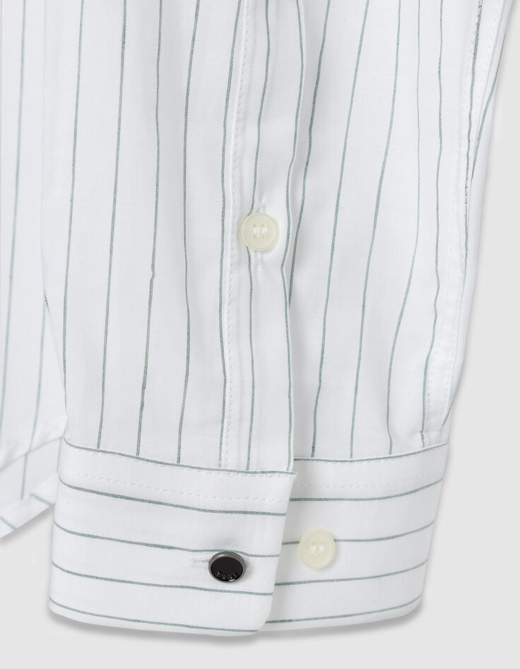 Camisa regular de rayas verde almendra para Hombre-8