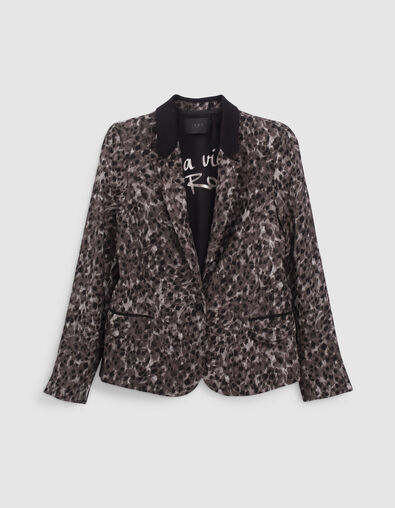 Women’s grey recycled leopard rock print jacket - IKKS