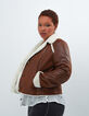 Manteau cognac façon peau retournée I.Code-1