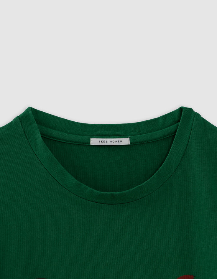 Gr&uuml;nes T-Shirt, Rundhals, Katze, Blicke-3