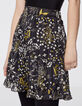 Korte rok met volants in voile metallic bloemenprint -4