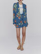 Smaragdgr&uuml;ner Damenchiffonblazer mit Blumenstrau&szlig;-Print-6